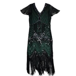 Fundaisy Dress Womens Small Black Green Sequin Dark Fairy Witchcore Whismygoth